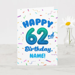 Happy 62nd Birthday Card with Custom Name カード