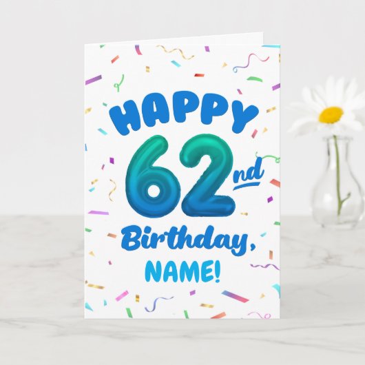 Happy 62nd Birthday Card with Custom Name カード (小さな植物)
