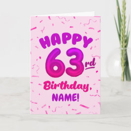 Happy 63rd Birthday Card with Custom Name カード