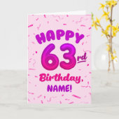 Happy 63rd Birthday Card with Custom Name カード (黄色い花)