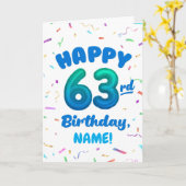 Happy 63rd Birthday Card with Custom Name カード (黄色い花)