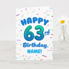 Happy 63rd Birthday Card with Custom Name カード