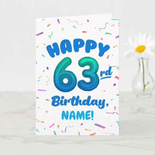 Happy 63rd Birthday Card with Custom Name カード (小さな植物)