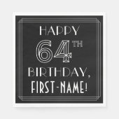 HAPPY 64th誕生日;アールデコスタイル;名前をカスタムする スタンダードランチョンナプキン (正面)