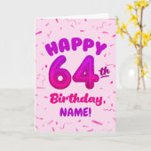 Happy 64th Birthday Card with Custom Name カード (黄色い花)