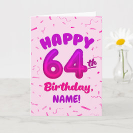 Happy 64th Birthday Card with Custom Name カード
