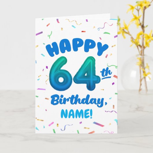 Happy 64th Birthday Card with Custom Name カード (黄色い花)