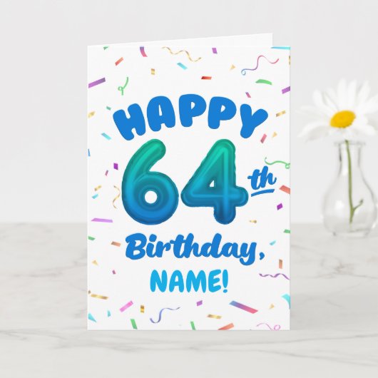 Happy 64th Birthday Card with Custom Name カード (小さな植物)