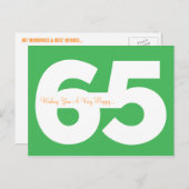 Happy 65誕生日マイルストーンポストカード – 緑 ポストカード (正面/裏面)