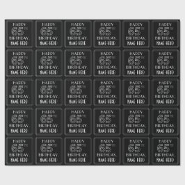 HAPPY 65th誕生日、アールデコスタイル(名前をカスタムする付き) ラッピングペーパー