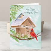  Happy 65th Birthday Birds at Birdhouse カード
