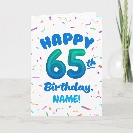Happy 65th Birthday Card with Custom Name カード (正面)