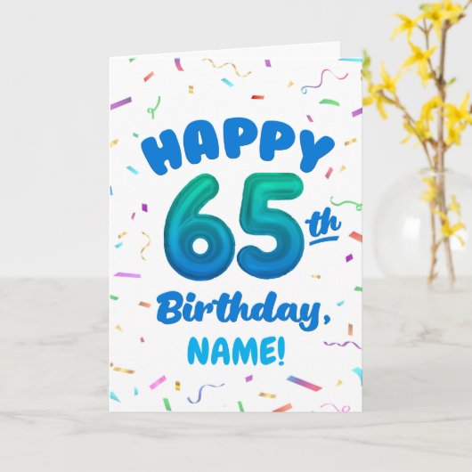 Happy 65th Birthday Card with Custom Name カード (黄色い花)
