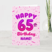 Happy 65th Birthday Card with Custom Name カード (正面)