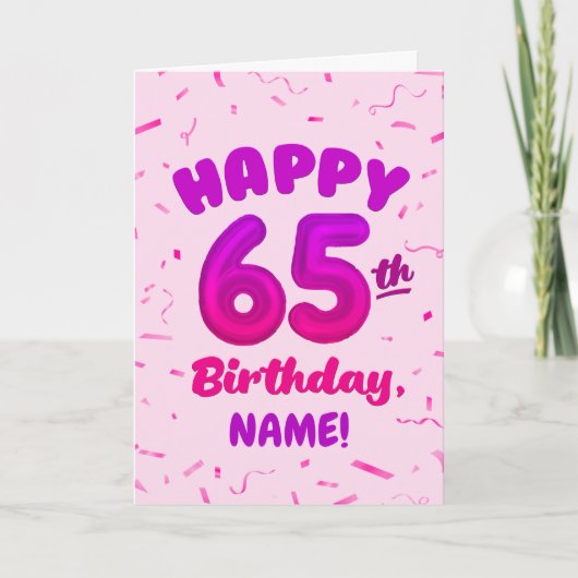 Happy 65th Birthday Card with Custom Name カード (正面)