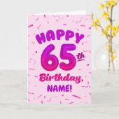 Happy 65th Birthday Card with Custom Name カード (黄色い花)