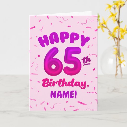 Happy 65th Birthday Card with Custom Name カード (黄色い花)