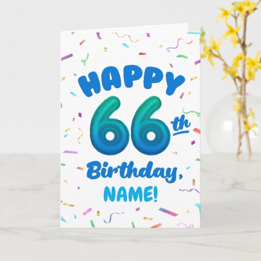 Happy 66th Birthday Card with Custom Name カード (黄色い花)