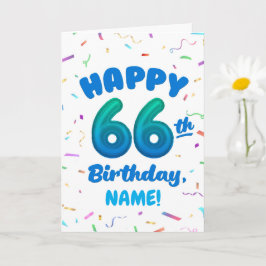 Happy 66th Birthday Card with Custom Name カード