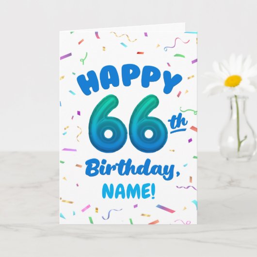 Happy 66th Birthday Card with Custom Name カード (小さな植物)