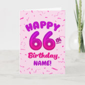 Happy 66th Birthday Card with Custom Name カード (正面)