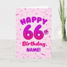 Happy 66th Birthday Card with Custom Name カード