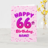 Happy 66th Birthday Card with Custom Name カード (黄色い花)