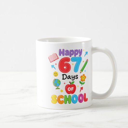 Happy 67 Days Of School 67th Six Seven Day Smarter コーヒーマグカップ (右)