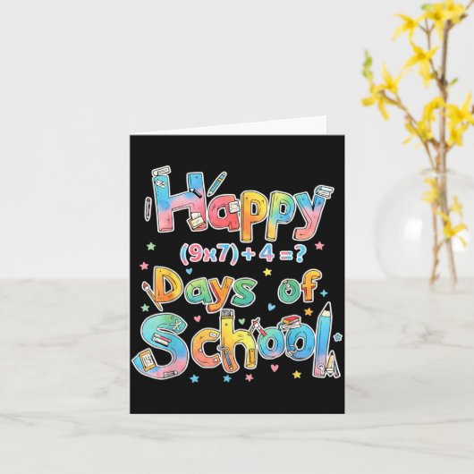 Happy 67 Days Of School Math Equation Teacher Six  カード (黄色い花)