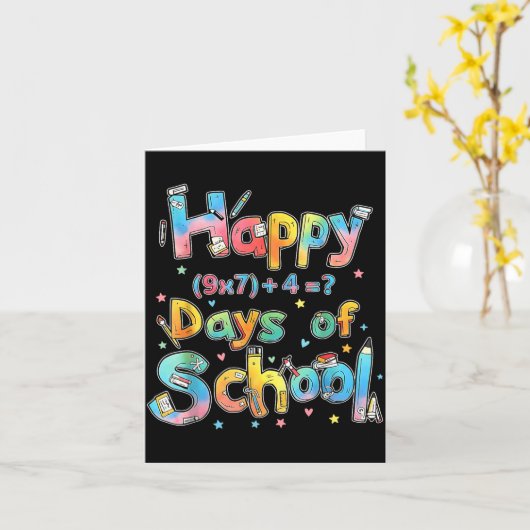 Happy 67 Days Of School Math Equation Teacher Six  カード (黄色い花)