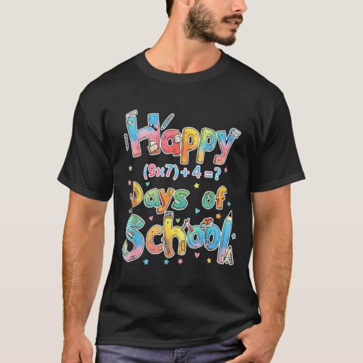 Happy 67 Days Of School Math Equation Teacher Six  Tシャツ (正面)