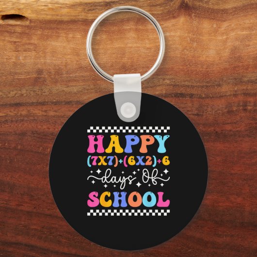 Happy 67 Days Of School Math Teacher Students Six  キーホルダー (正面)