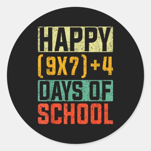 Happy 67 Days Of School Math Teacher Students Six  ラウンドシール (正面)