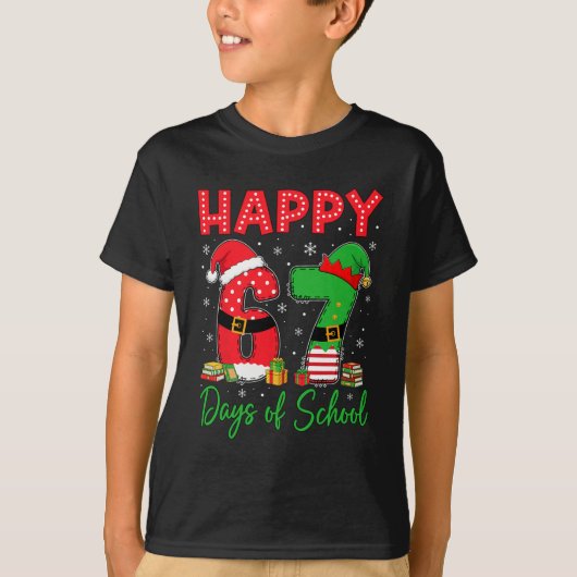 Happy 67 Days Of School Six Seven 67 Christmas San Tシャツ (正面)