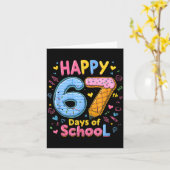 Happy 67 Days Of School Six Seven Kids Boys Girls カード (黄色い花)