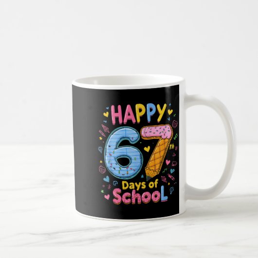 Happy 67 Days Of School Six Seven Kids Boys Girls  コーヒーマグカップ (右)