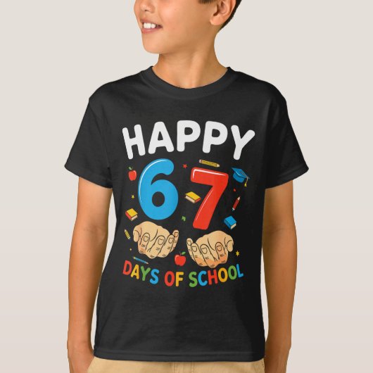 Happy 67 Days Of School Six Seven Meme Boy Girl Te Tシャツ (正面)