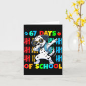 Happy 67 Days School Cute Dog 67 Days Smarter Stud カード (黄色い花)