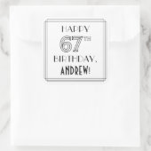 HAPPY 67th誕生日、アールデコスタイル、名前をカスタムする スクエアシール (バッグ)