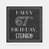 HAPPY 67th誕生日;アールデコスタイル;名前をカスタムする スタンダードランチョンナプキン (正面)