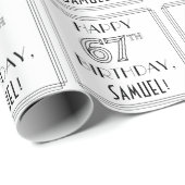 HAPPY 67th誕生日;アールデコスタイル;名前をカスタムする ラッピングペーパー (ロールコーナー)