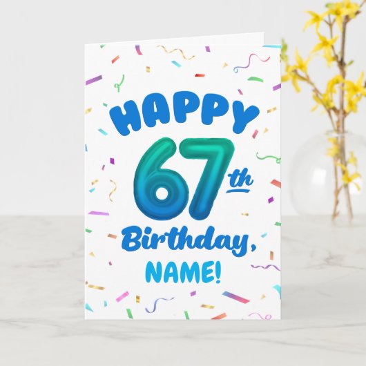 Happy 67th Birthday Card with Custom Name カード (黄色い花)