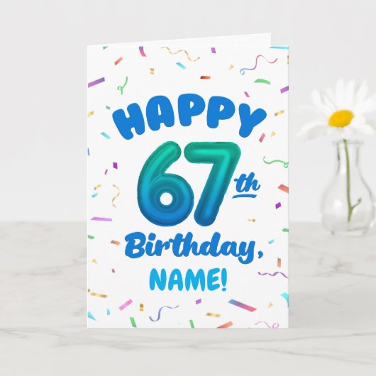 Happy 67th Birthday Card with Custom Name カード (小さな植物)