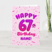 Happy 67th Birthday Card with Custom Name カード (正面)