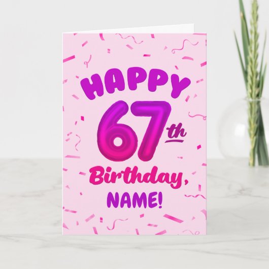 Happy 67th Birthday Card with Custom Name カード (正面)