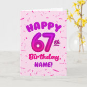 Happy 67th Birthday Card with Custom Name カード (黄色い花)