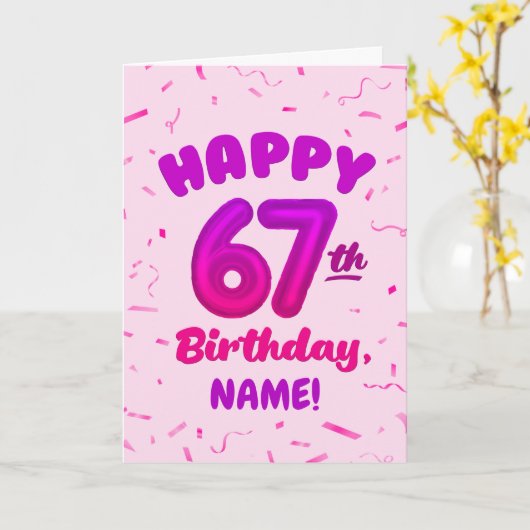 Happy 67th Birthday Card with Custom Name カード (黄色い花)