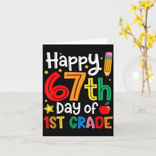 Happy 67th Day Of 1st Grade Teacher Student Six Se カード (黄色い花)