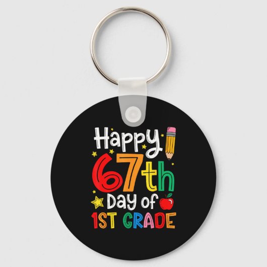 Happy 67th Day Of 1st Grade Teacher Student Six Se キーホルダー (正面)