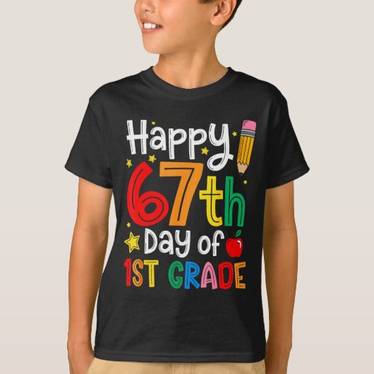 Happy 67th Day Of 1st Grade Teacher Student Six Se Tシャツ (正面)
